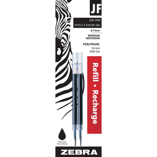 Zebra Gel Pen Refills, Medium, Black, 2 Pack