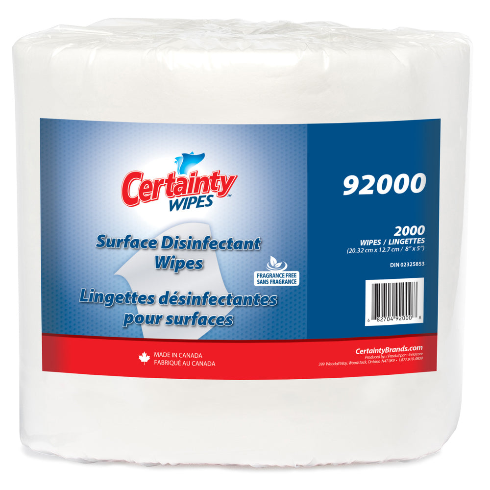 Lingettes désinfectantes Certainty Plus - 2 000 lingettes par rouleau - Paquet de 2