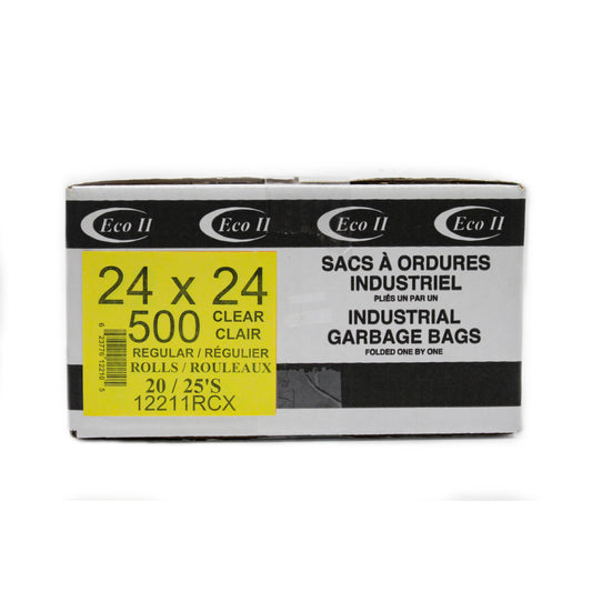 Eco II Garbage Bags - 24" x 24" - Regular - Clear Tint - 25/Roll - 20 Pack
