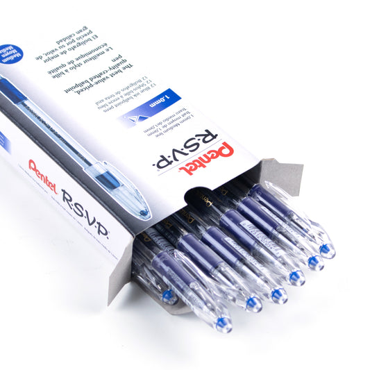 Pentel R.S.V.P. Ballpoint Pens, 1.0mm, Blue, 12 Pack