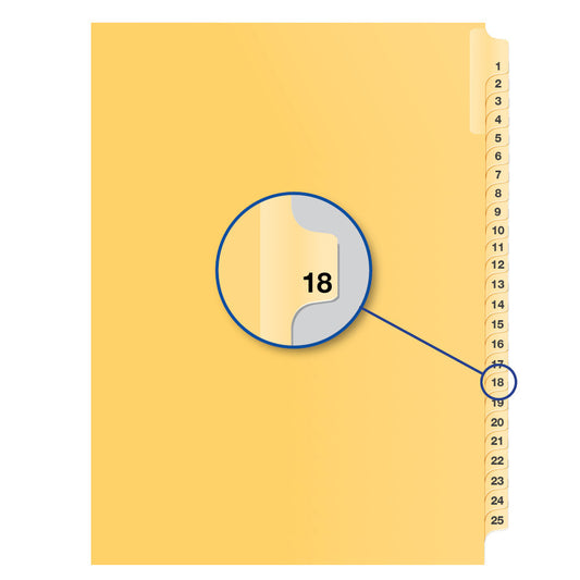 Legal Exhibit Dividers Buff #18 Letter Size, Pack of 25