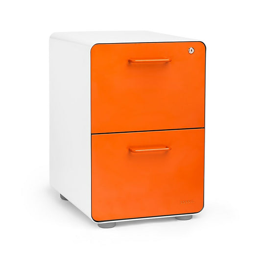 Poppin Stow 2-Drawer File Cabinet - White/Orange
