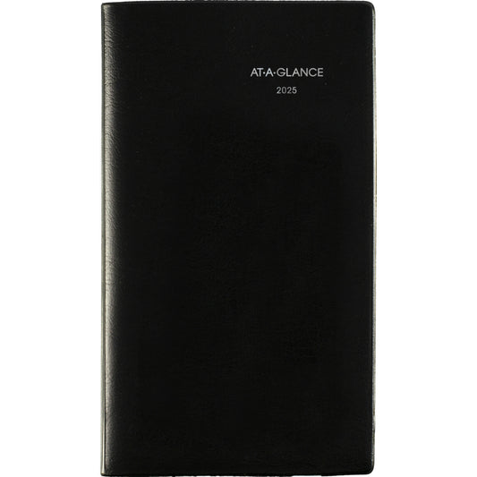 AT-A-GLANCE 2025 Monthly Pocket Planner - 6-3/16" H x 3-5/8" W - Black - Bilingual