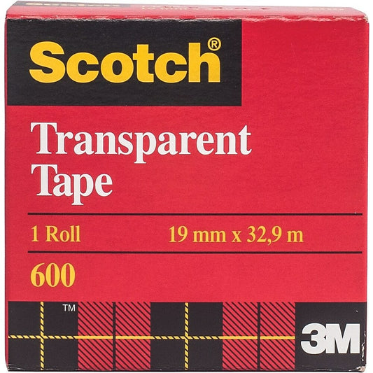 Scotch Transparent Tape, Boxed, 19mm x 32.9m, 2 Pack