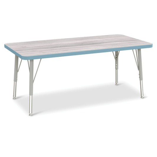 Jonti-Craft Berries Rectangle Activity Table - 24" x 48" - 15-24"H - Driftwood Grey/Coastal Blue