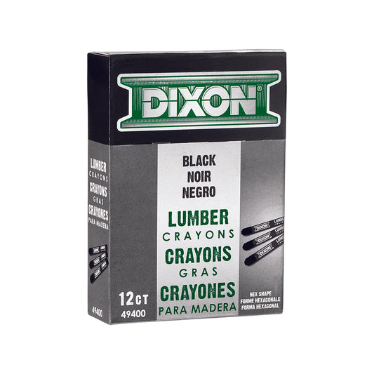 Dixon Industrial Lumber Crayons - Hexagon - 4-1/2 x 1/2 in - Black - 12 Pack