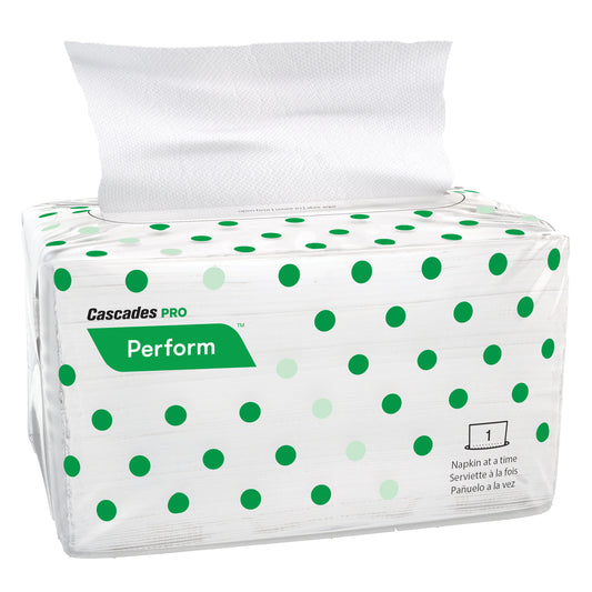 Cascades PRO Perform 1-Ply Interfold Napkins for Tandem  - White - 32 Packs of 188