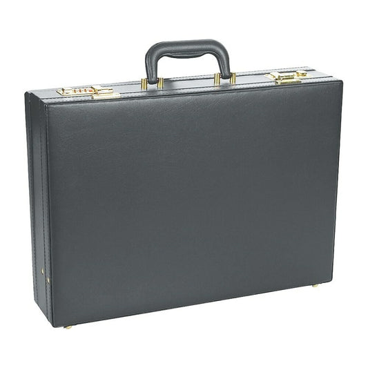 Bugatti Expandable Vinyl Attache Briefcase, 12-1/2" x 17", 4"-5" Depth, Black