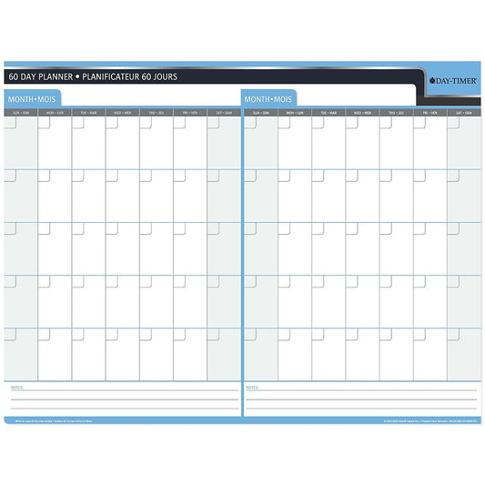 Day-Timer Undated Flexible Erasable 30/60-Day Wall Planner - 23" x 30" - Bilingual
