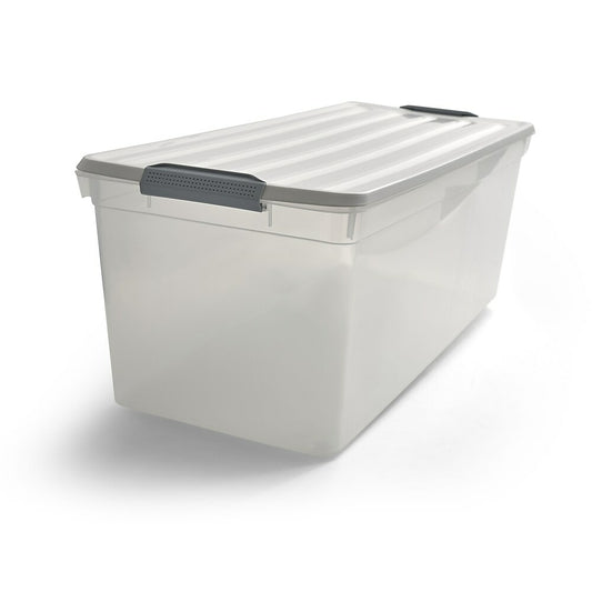 TRU RED 94.3 L Plastic Storage Tote with Locking Lid