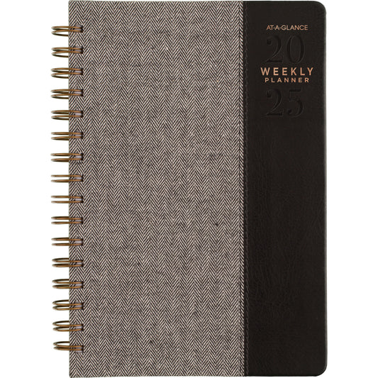 AT-A-GLANCE 2025 Signature Weekly/Monthly Planner - 8-1/2" H x 5-3/8" W - Black - English