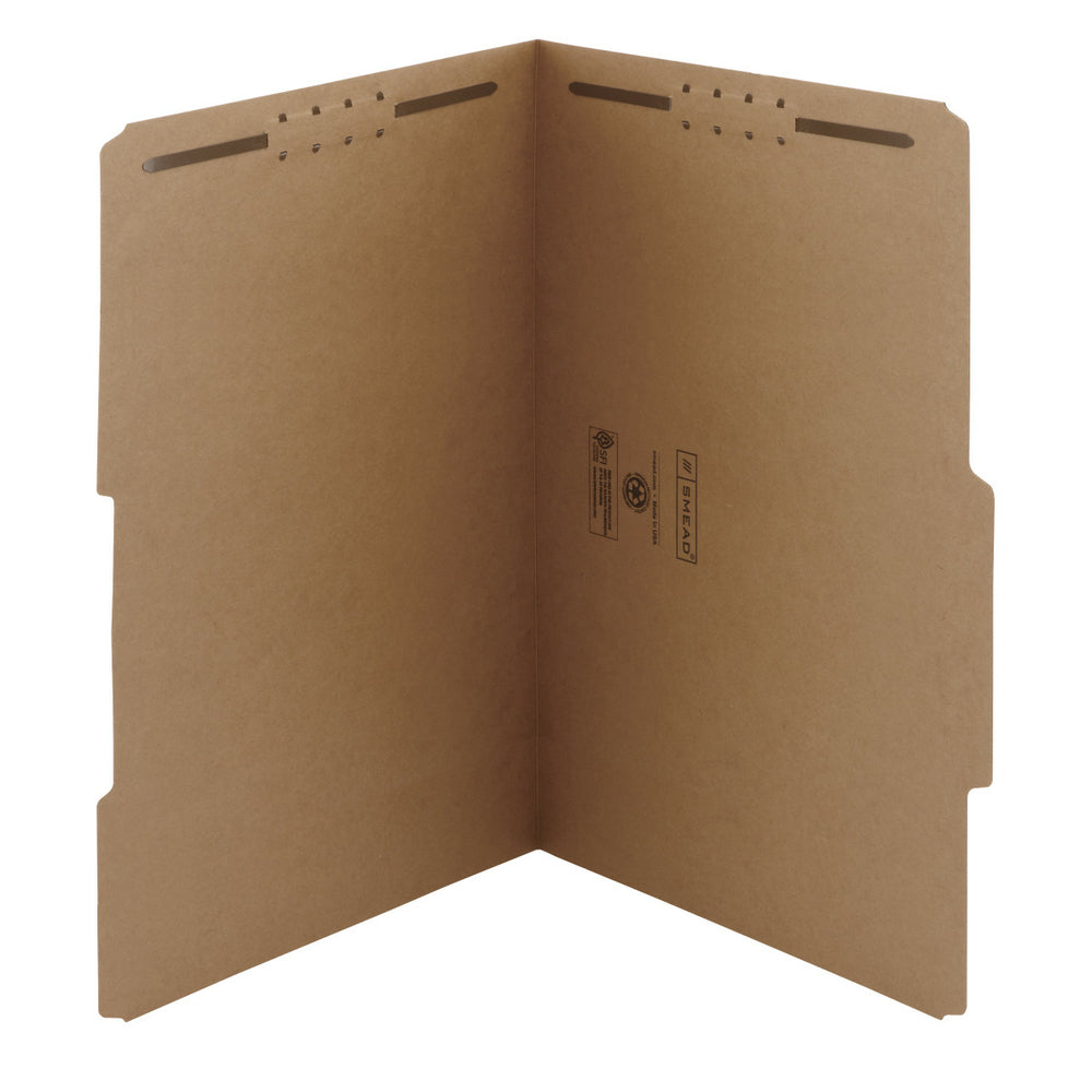 Smead Fastener File Folder - 2 Fasteners - Reinforced 2/5-Cut Tab Right of Center Position - Legal - Kraft - 50 Pack