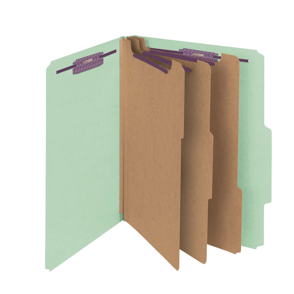 Chemise de classement Smead 25 pts avec 3 intercalaires et extension de 7,6 cm (3 po) - Format lettre - Gris/vert