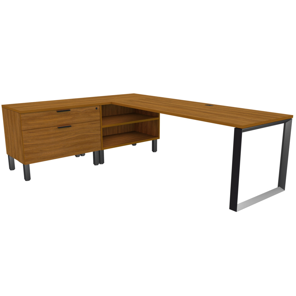 Bureau en L Heartwood HDL Levels avec rangement - Noyer noir