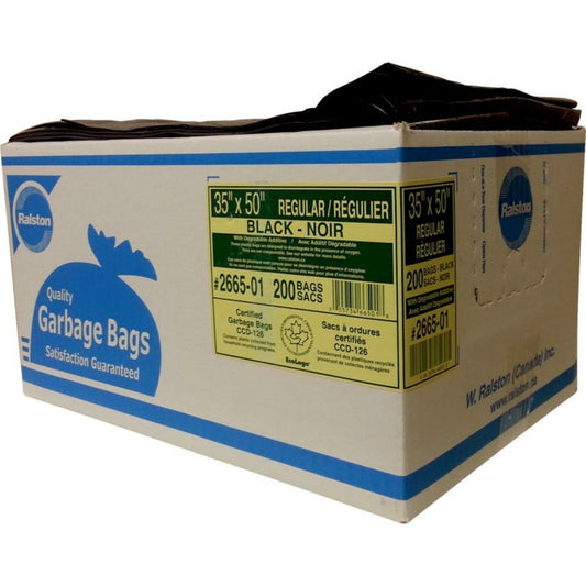 Ralston Garbage Bag - 35" x 50" - Black - 200 Pack