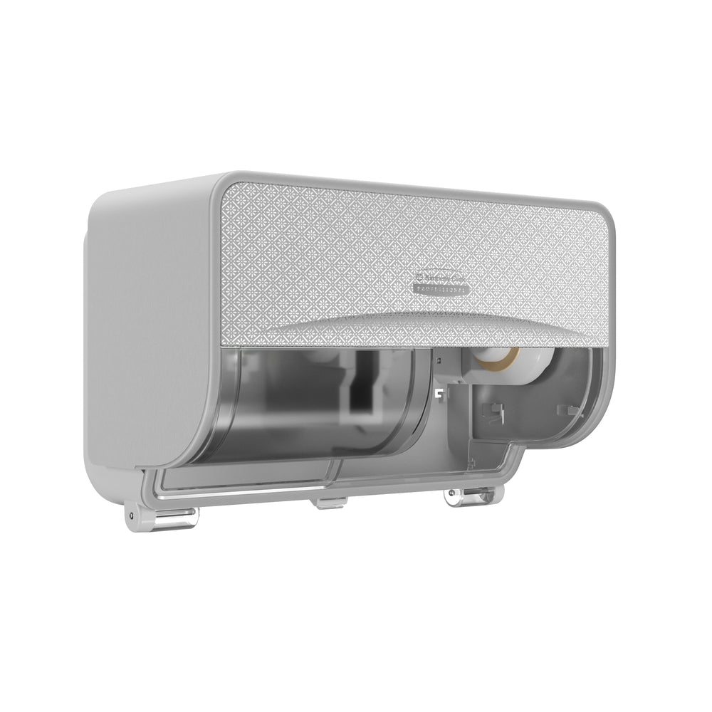 Distributeur de papier toilette standard sans mandrin Kimberly-Clark Professional ICON, 2 rouleaux horizontaux, plaque frontale en mosaïque argentée