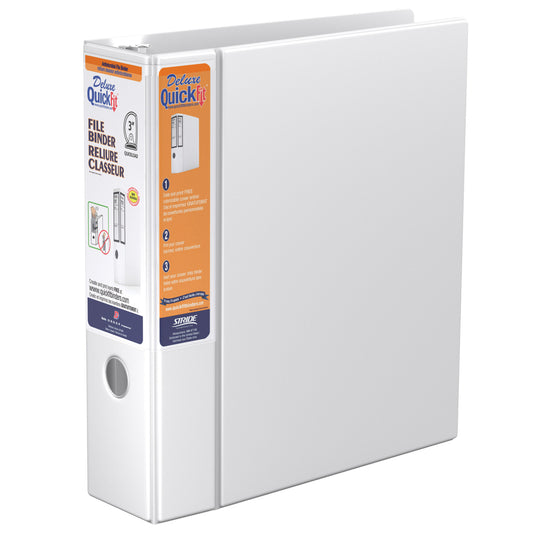 Classeur de luxe à 3 anneaux Davis Group QuickFit 3" - Blanc