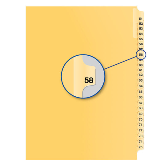 Legal Exhibit Dividers Buff #58 Letter Size, Pack of 25