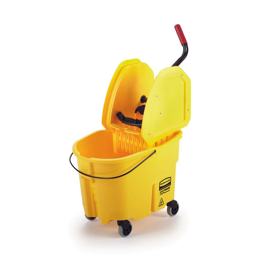 Ensemble seau et essoreuse Rubbermaid Wavebrake 26/35 pintes - Jaune