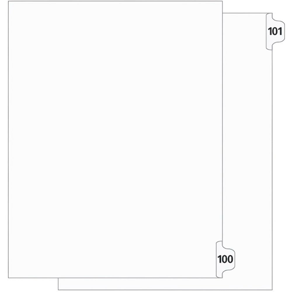 Litigation Tabs 25th Cut Numeric Singles 11" White #100