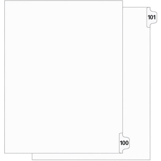 Litigation Tabs 25th Cut Numeric Singles 11" White #100