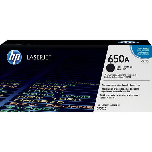 Cartouche de toner noir d'origine HP 650A (CE270A) LaserJet