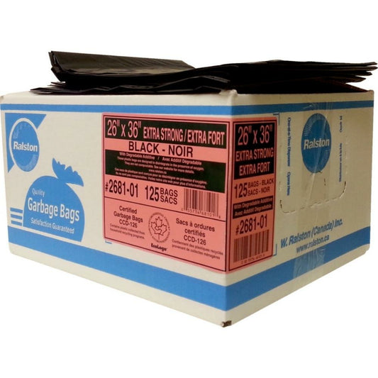 Ralston Garbage Bag - 26" x 36" - Black - 125 Pack