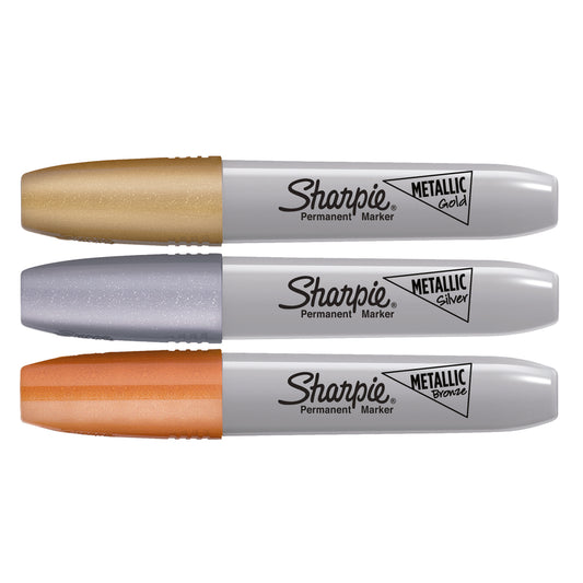 Sharpie Chisel Tip Metallic Permanent Marker, Assorted, 3 Pack