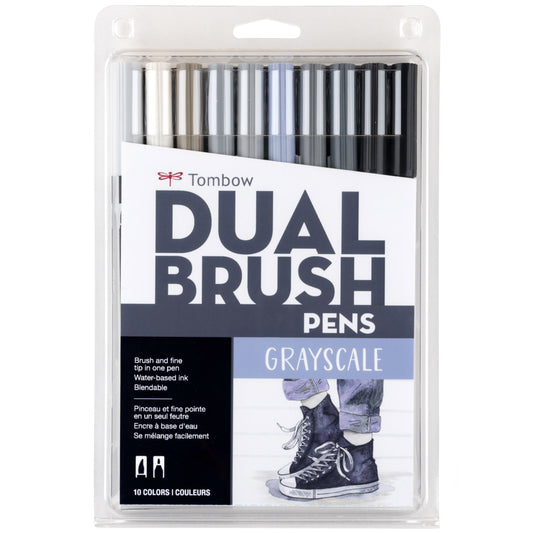 Stylo pinceau double Tombow, nuances de gris, paquet de 10