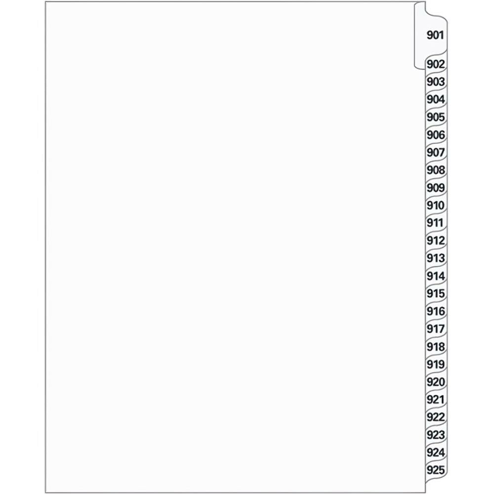 Supreme Litigation Tabs 25th Cut Numeric Set 11" White #901-925