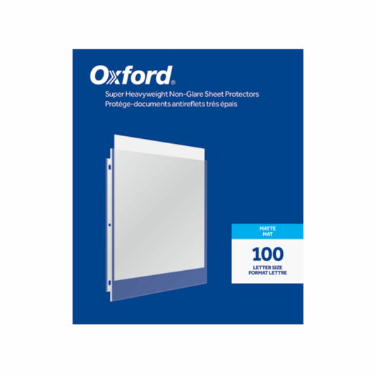 Protège-feuilles Oxford super épais antireflets - Format lettre - Finition mate - Paquet de 100