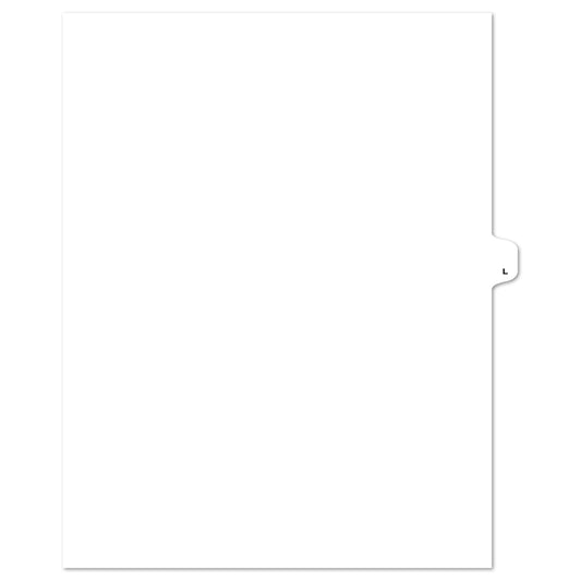 Apak Alphabetical Index Tab - Letter L - White - 8 1/2" x 11" - 1/26th Cut - Unpunched - 25 Pack