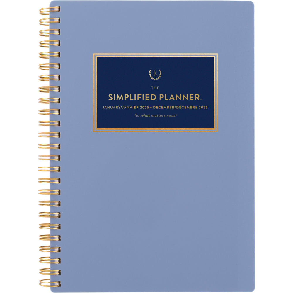 AT-A-GLANCE 2025 Emily Ley French Blue Weekly/Monthly Planner - 8-1/2" H x 5-3/8" W - Blue - Bilingual