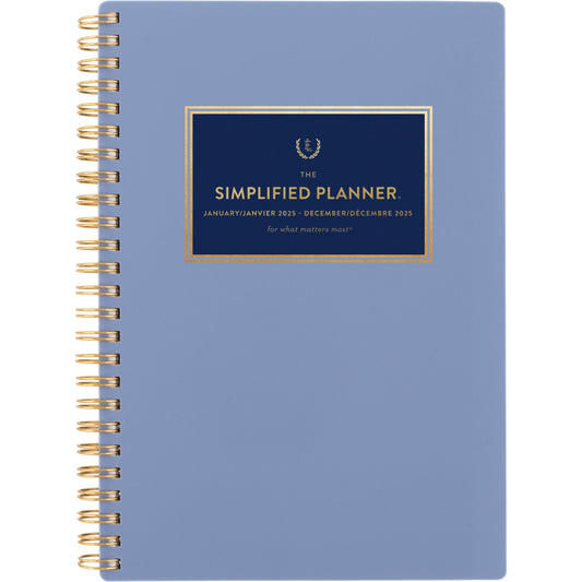 AT-A-GLANCE 2025 Emily Ley French Blue Weekly/Monthly Planner - 8-1/2" H x 5-3/8" W - Blue - Bilingual