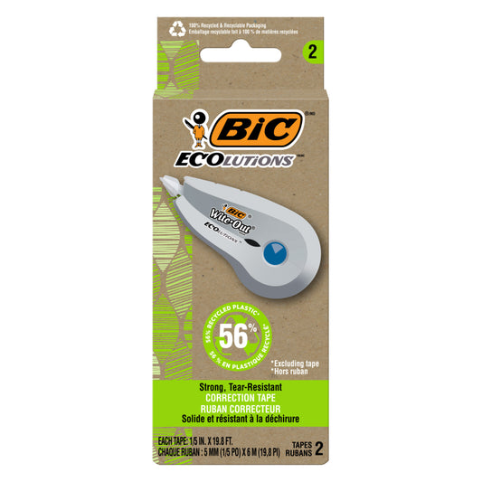 BIC Ecolutions Mini Correction Tape – White – 2 Pack