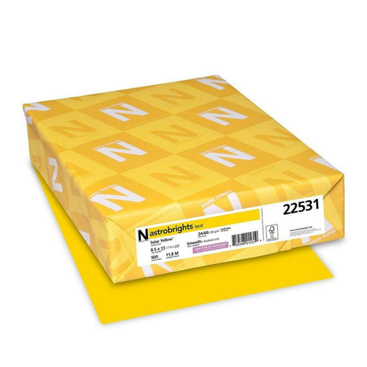Astrobrights Bright colour Paper - 24 lb - 8-1/2" x 11" - Solar Yellow - 500 Pack