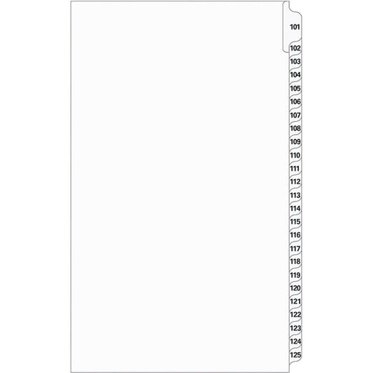 Supreme Litigation Tabs 25th Cut Numeric Set 14" White #101-125