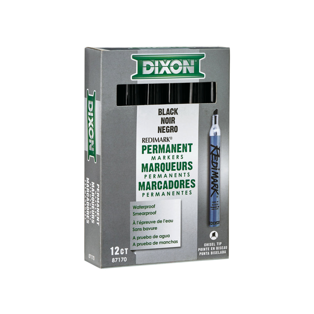 Marqueurs permanents industriels Dixon – Noir – Paquet de 12