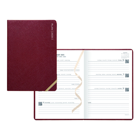 Letts 2025 Serene Week to View Planner - 8 1/4'' x 5 7/8'' - Burgundy - Multilingual
