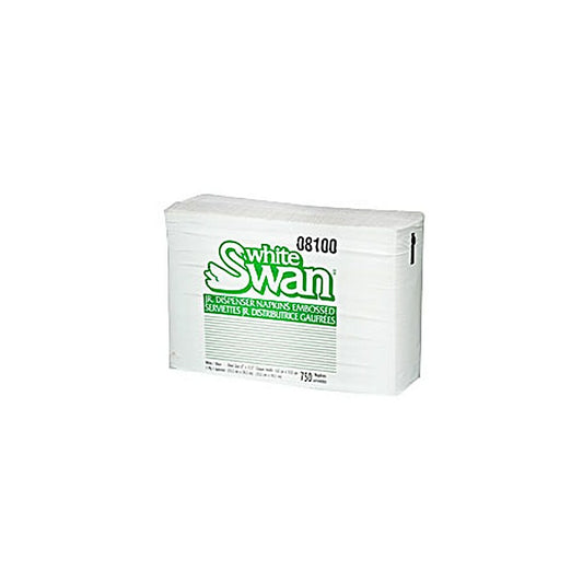White Swan Jr. Dispenser Napkins - 1-Ply - 6” W x 13.5” L - White - 750 Sheets/Pack