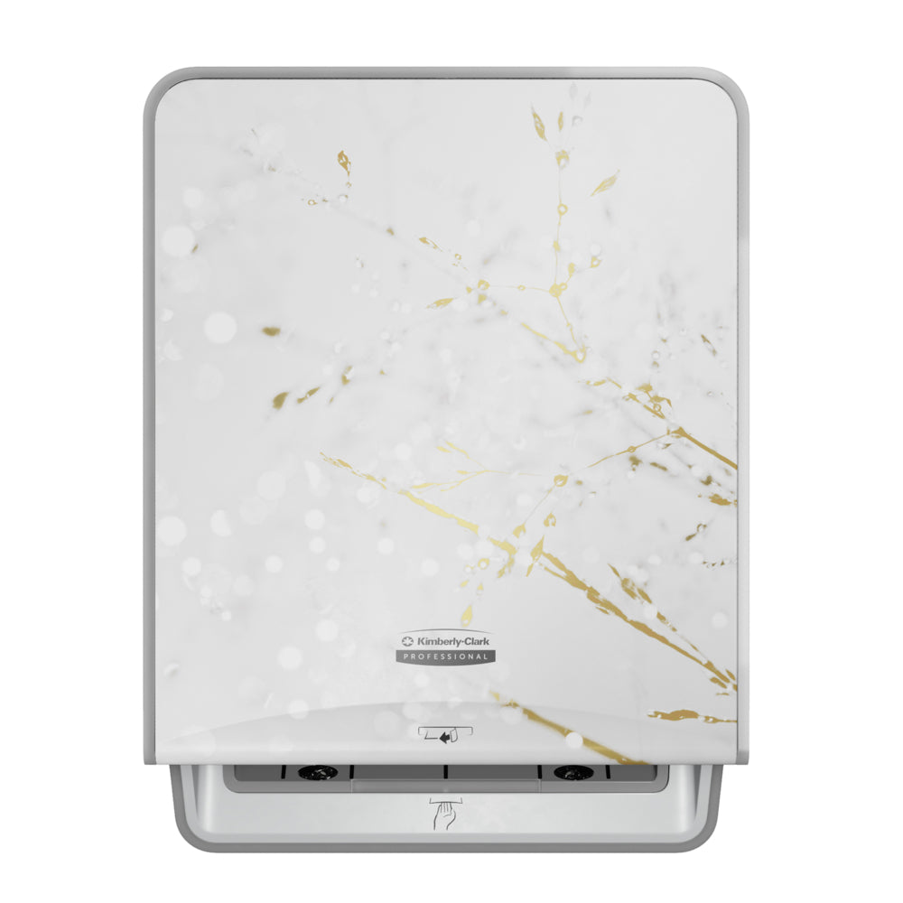 Distributeur automatique d'essuie-mains en rouleau Kimberly-Clark Professional ICON - 42,5 x 31,5 x 26,7 cm - avec façade à motif cerisier