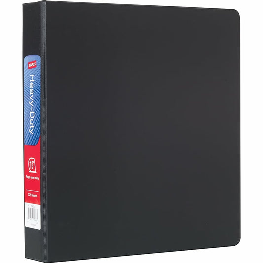 Staples Heavy-Duty Binder with D-Rings - 1 1/2" - Black