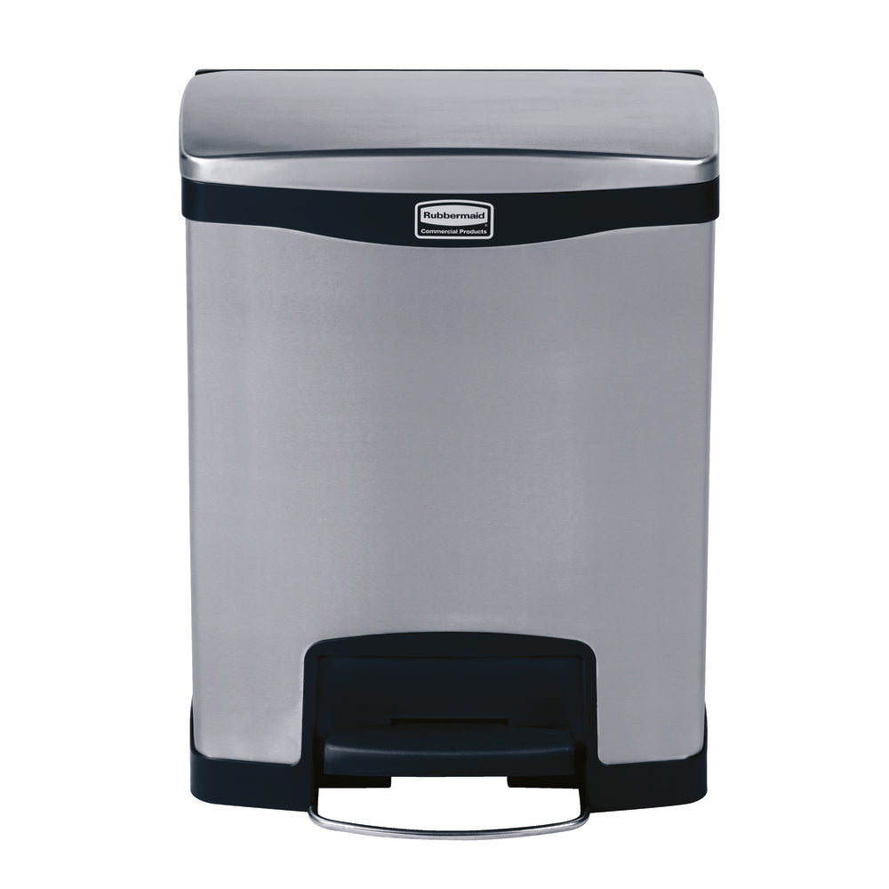 Conteneur à pédale avant en acier inoxydable Rubbermaid Commercial Impressions - 8 gallons