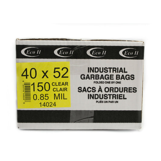 Eco II Garbage Bags - 40" x 52" - 0.85MIL - Clear - 150 Pack