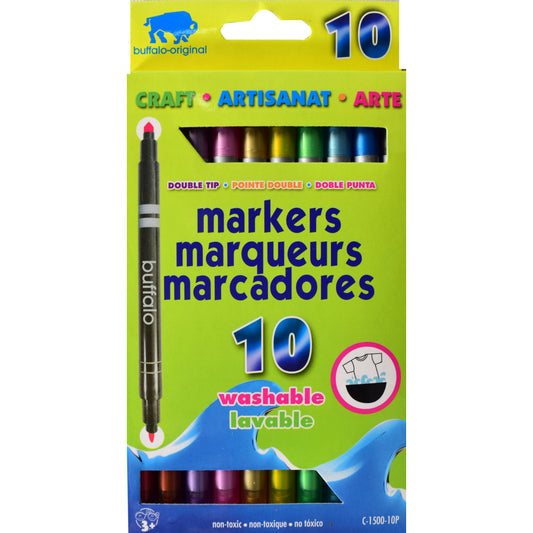 Buffalo Double Point Colour Markers - 10 Pack