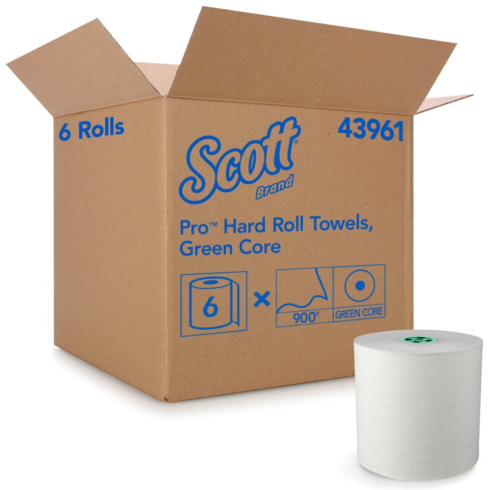 Essuie-tout Scott Pro en rouleau rigide – avec poches absorbantes – pour distributeurs Green Core – Blanc – Lot de 6