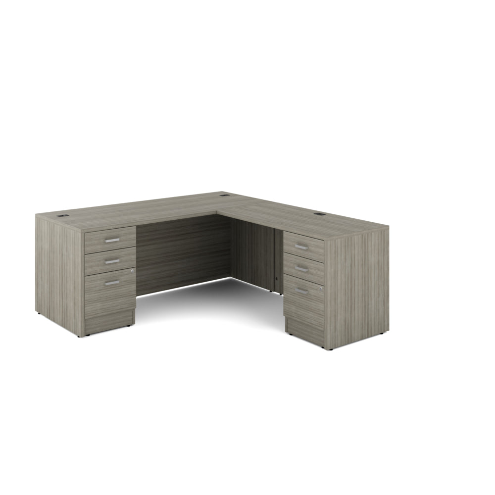 Offices to Go - Newland L-Shaped Workstation - 6 Drawer - 72" W x 78" D - Light Grey