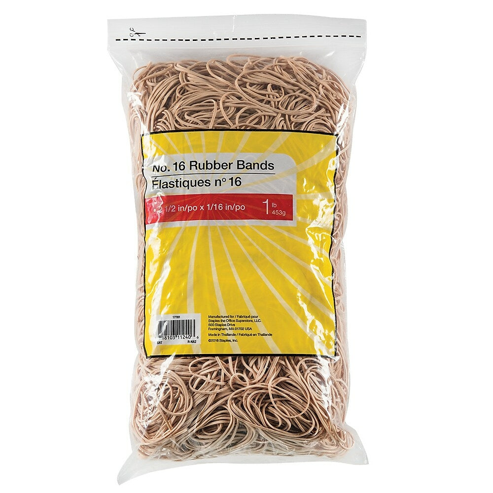 Staples Economy Rubber Bands - Size #16 - 2-1/2" x 1/16" - 1lb