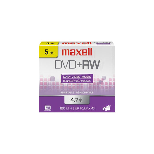 DVD+RW réinscriptibles Maxell - 4,7 Go - Pack de 5