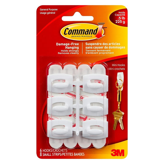 Mini crochets blancs Command avec bandes blanches 17006C